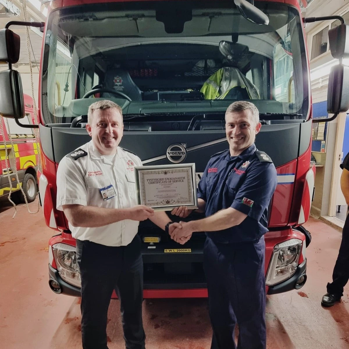 Station Commander Danny Bartley and Watch Manager Aled Morgan.